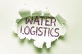 Sign displaying Water Logistics. Business concept the management of the flow of things from port to consumer Abstract