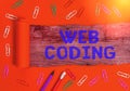 Handwriting text Web Coding. Concept meaning work involved in developing a web site for the Internet Royalty Free Stock Photo