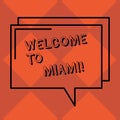 Handwriting text Welcome To Miami. Concept meaning Arriving to Florida sunny city summer beach vacation Rectangular Royalty Free Stock Photo