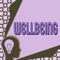 Handwriting text Wellbeing. Business overview A good or satisfactory condition of existence including health Head With