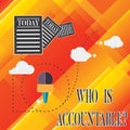 Handwriting text Who Is Accountablequestion. Concept meaning To be responsible or answerable for something Information