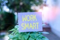 Handwriting text Work Smart. Concept meaning figuring out in order to reach goals in the most efficient way Plain empty Royalty Free Stock Photo