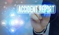 Handwriting text writing Accident Report. Concept meaning formal recording of the accident or injury that has occurred Royalty Free Stock Photo