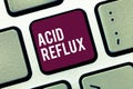 Handwriting text writing Acid Reflux. Concept meaning Condition where acid backs up from the stomach to the esophagus