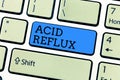 Handwriting text writing Acid Reflux. Concept meaning Condition where acid backs up from the stomach to the esophagus