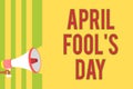 Handwriting text writing April Fool s is Day. Concept meaning Practical jokes humor pranks Celebration funny foolish Multiple line Royalty Free Stock Photo