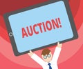 Handwriting text writing Auction. Concept meaning Public sale Goods or Property sold to highest bidder Purchase