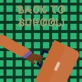 Handwriting text writing Back To School. Concept meaning Right time to purchase schoolbag, pen, book, stationary Rushing