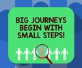 Handwriting text writing Big Journeys Begin With Small Steps. Concept meaning One step at a time to reach your goals Royalty Free Stock Photo