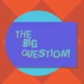 Handwriting text writing The Big Question. Concept meaning great matter that requiring resolution or discussion Blank