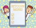 Handwriting text writing Bitcoin Mine. Concept meaning Processing of transactions in the digital currency system Male Royalty Free Stock Photo