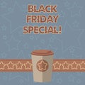 Handwriting text writing Black Friday Special. Concept meaning The day after thanksgiving Crazy Sale Shopping season 3D Coffee To Royalty Free Stock Photo