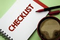 Handwriting text writing Checklist. Concept meaning Todolist List Plan Choice Report Feedback Data Questionnaire written on Notebo Royalty Free Stock Photo
