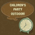 Handwriting text writing Children S Is Party Outdoor. Concept meaning Kids festivity held outside the house Blank Color