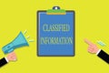 Handwriting text writing Classified Information. Concept meaning Sensitive Data Top Secret Unauthorized Disclosure Royalty Free Stock Photo