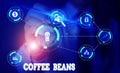 Handwriting text writing Coffee Beans. Concept meaning pit inside the red or purple fruit often referred as a cherry Royalty Free Stock Photo