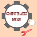 Handwriting text writing Computer Aided Design. Concept meaning CAD industrial designing by using electronic devices.