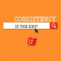 Handwriting text writing Consistency Is The Key. Concept meaning full Dedication to a Task a habit forming process Royalty Free Stock Photo
