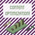 Handwriting text writing Content Optimization. Concept meaning techniques to improve search results and ranking Colorful