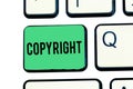 Handwriting text writing Copyright. Concept meaning exclusive and assignable legal right given to originator Keyboard Royalty Free Stock Photo