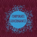 Handwriting text writing Corporate Governance. Concept meaning system of processes by which a firm is controlled