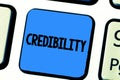 Handwriting text writing Credibility. Concept meaning Quality of being convincing trusted credible and believed in Royalty Free Stock Photo