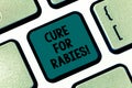 Handwriting text writing Cure For Rabies. Concept meaning Vaccination medicines to fight against illness lethal virus