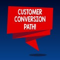 Handwriting text writing Customer Conversion Path. Concept meaning steps that user went through over the website Folded