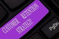 Handwriting text writing Customer Retention Strategy. Concept meaning Actions to retain as analysisy customers as