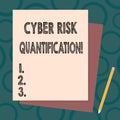 Handwriting text writing Cyber Risk Quantification. Concept meaning maintain an acceptable level of loss exposure Stack