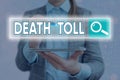 Handwriting text writing Death Toll. Concept meaning the number of deaths resulting from a particular incident Web Royalty Free Stock Photo