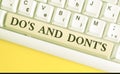 Handwriting text writing Do S Is And Dont S Is. Concept meaning advising Rules or customs concerning some activity White Royalty Free Stock Photo