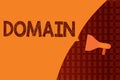 Handwriting text writing Domain. Concept meaning distinct subset of Internet with addresses sharing common suffix