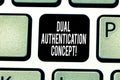 Handwriting text writing Dual Authentication Concept. Concept meaning Need two types of credentials for authentication