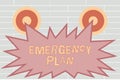 Handwriting text writing Emergency Plan. Concept meaning Procedures for response to major emergencies Be prepared Royalty Free Stock Photo