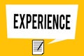 Handwriting text writing Experience. Concept meaning Practical knowledge Skill from doing seeing or feeling things