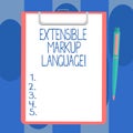 Handwriting text writing Extensible Markup Language. Concept meaning computer language that use tag to define element Royalty Free Stock Photo
