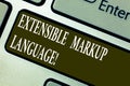Handwriting text writing Extensible Markup Language. Concept meaning computer language that use tag to define element