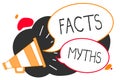 Handwriting text writing Facts Myths. Concept meaning work based on imagination rather than on real life difference Megaphone loud Royalty Free Stock Photo