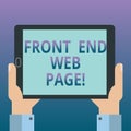 Handwriting text writing Front End Web Page. Concept meaning Converting data into graphical interface for users Hu Royalty Free Stock Photo