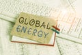 Handwriting text writing Global Energy. Concept meaning Worldwide power from sources such as electricity and coal notebook paper Royalty Free Stock Photo