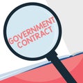 Handwriting text writing Government Contract. Concept meaning Agreement Process to sell Services to the Administration