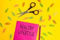 Handwriting text writing Healthy Lifestyle. Concept meaning Live Healthy Engage in physical activity and exercise Blank Royalty Free Stock Photo