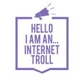 Handwriting text writing Hello I Am An ... Internet Troll. Concept meaning Social media troubles discussions arguments Megaphone l