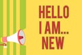 Handwriting text writing Hello I Am... New. Concept meaning Introduce yourself Meeting Greeting Work Fresh worker School Multiple
