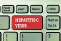 Handwriting text writing Hepatitis C Virus. Concept meaning Infective agent that causes viral hepatitis disease