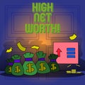 Handwriting text writing High Net Worth. Concept meaning having highvalue Something expensive Aclass company. Royalty Free Stock Photo