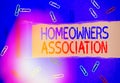 Handwriting text writing Homeowners Association. Concept meaning Organization with fee for upkeeps of Gated Community Royalty Free Stock Photo