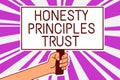 Handwriting text writing Honesty Principles Trust. Concept meaning believing someone words for granted Telling truth Man Royalty Free Stock Photo