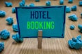 Handwriting text writing Hotel Booking. Concept meaning Online Reservations Presidential Suite De Luxe Hospitality Royalty Free Stock Photo